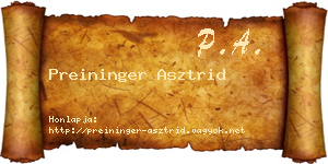 Preininger Asztrid névjegykártya